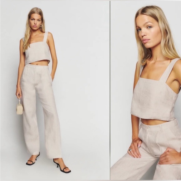 REFORMATION Petite 00P Vesta Oatmeal Linen Pants NEW - Picture 1 of 16